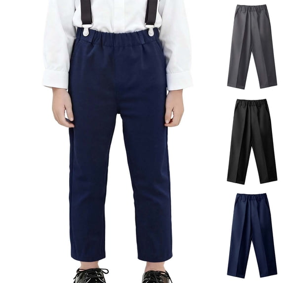 School Uniforms for Girls Casual Dress Pants with Pockets Slim Fit Navy Uniform Pants Girls 6-7 Years