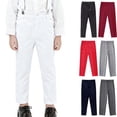 thumbnail image 1 of School Uniforms for Girls High Waist Pull-On Pants with Pockets Relaxed Fit Kids White Pants 9-10 Years, 1 of 6