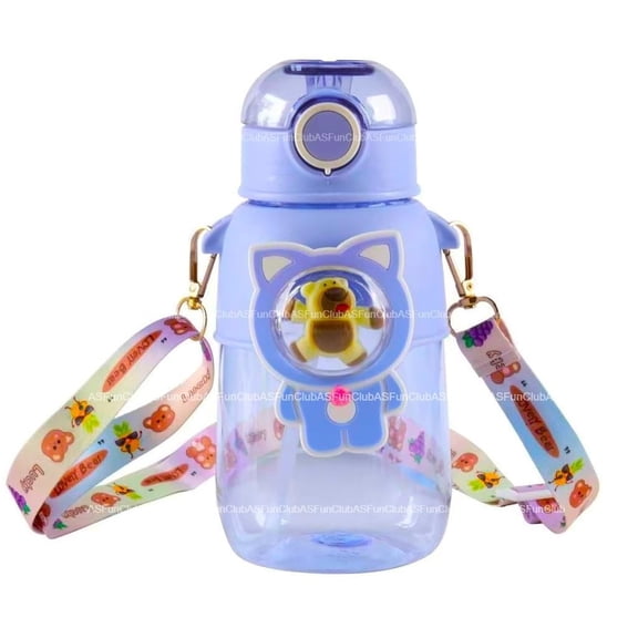 School Water Bottle for Kids Teddy bear Bottle with Straw and Strap Kids Sipper for Girls & Boys Cartoon Bottle Leak-Proof Water Bottle Sipper Best return gift_680 ML
