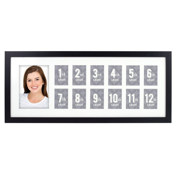 Malden 13 Opening 2" x 3" and One 5x7 School Year Photo Picture Collage Frame