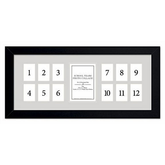 School Years Photo Collage, 10x24, or 12x16  Framed (10x24 Blk/Gray Mat 27788)