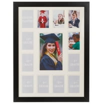 WOOD SIDE ORBIS School Years Picture Collage Frame with Double White Mat, Displays 5x7 & Twelve 2.5x3.5 Photos