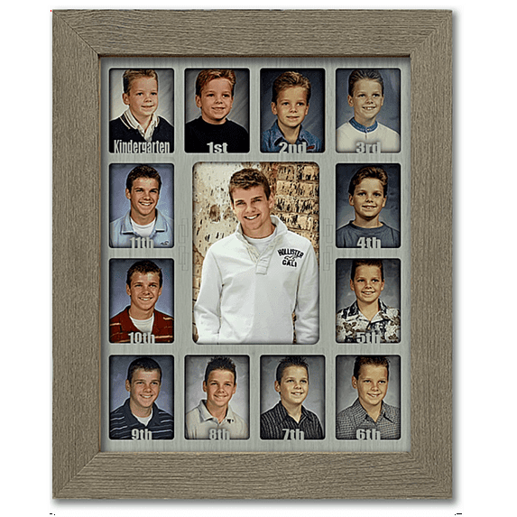 School Years Picture Frame Collage - Non Personalized - Kindergarten to Graduation - Clockwise - 11x14