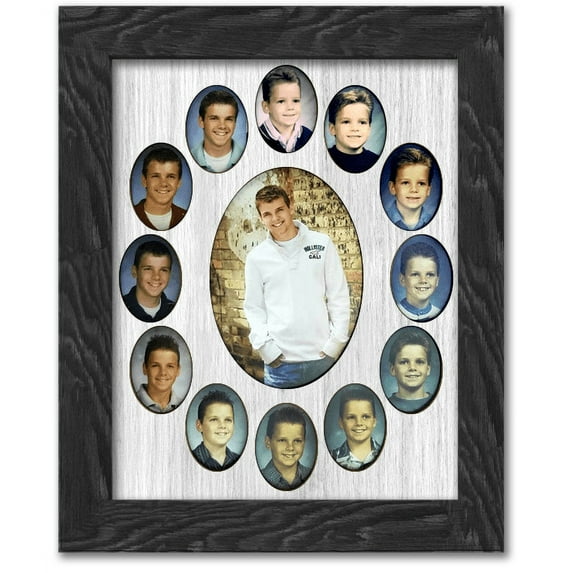School Years Picture Frame - Oval Collage - Holds 2x3 Wallet Photos - K-12 School Days - 11x14