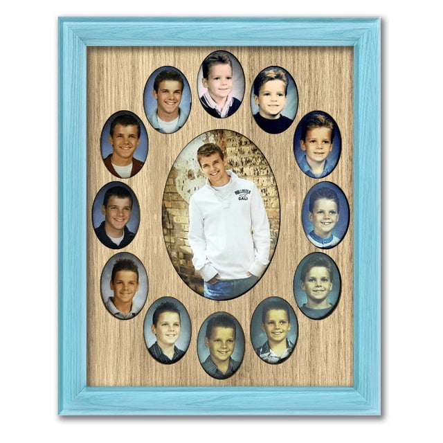 J Devlin Double 2x3 Picture Frame - Vintage Stained Glass, Tabletop, For School Photos (8.5"x5.25")