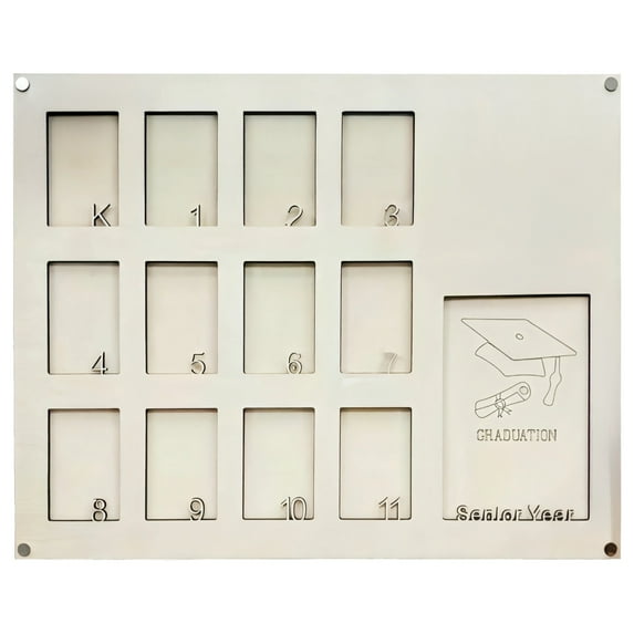 School Years Wooden Photo Frame, Kindergarten to 12th Grade, Graduation Wood Frame 12 Picture Slots, "My School Year" Display, Graduated Present Souvenir