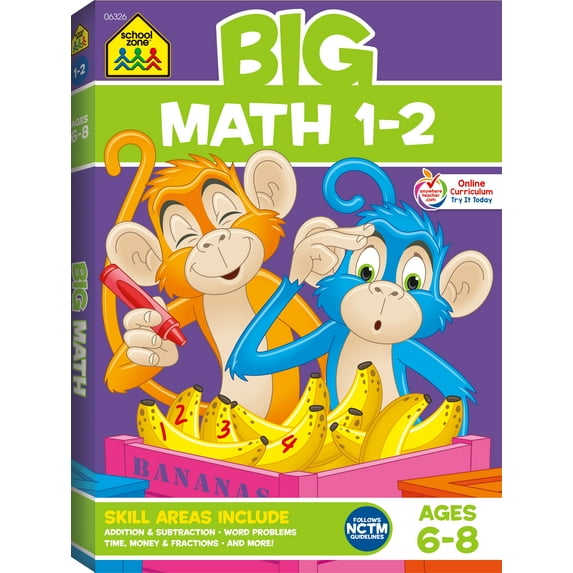 School Zone Big Math 1-2 Workbook