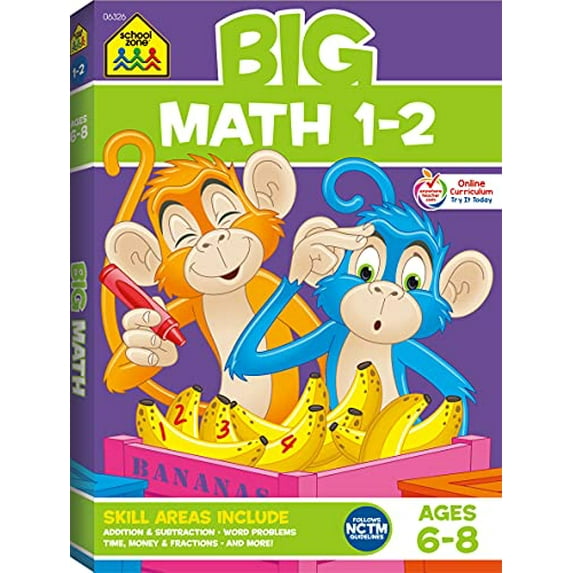 Pre-Owned School Zone Big Math 1-2 Workbook (Paperback) 1601590156 9781601590152