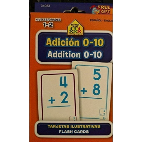 School Zone Bilingual Spanish English Addition Facts 010 Flash Cards Grades 12