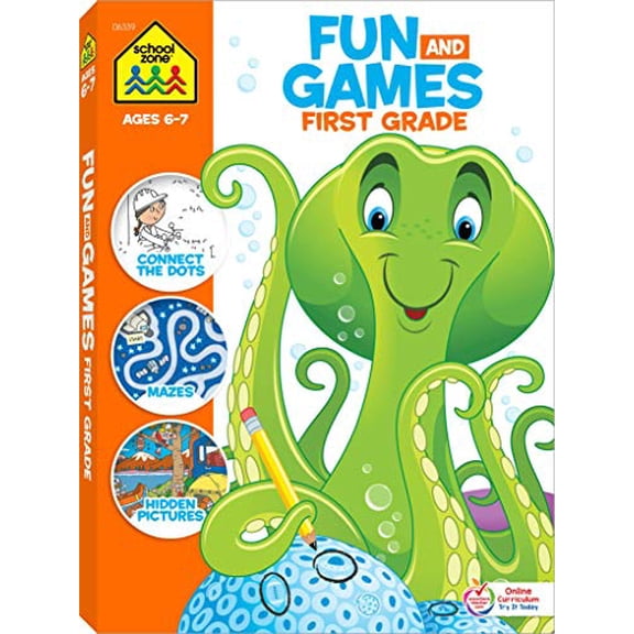 Pre-Owned School Zone Fun and Games First Grade Activity Workbook Paperback