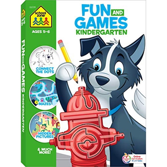 Pre-Owned School Zone Fun and Games Kindergarten Activity Workbook (Paperback) 1681473003 9781681473000