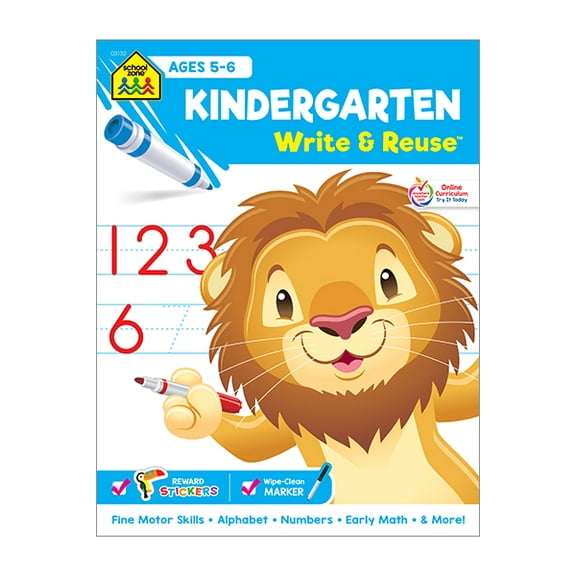 School Zone Kindergarten Write and Reuse Spiral Workbook (Spiral-Bound)