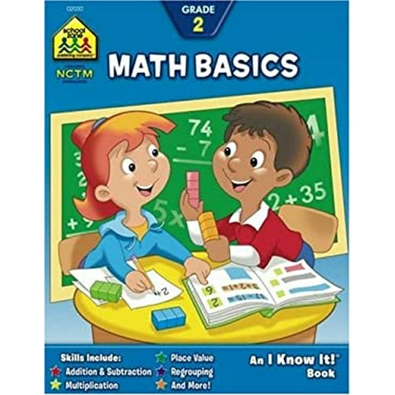 Pre-Owned School Zone Math Basics 2 Workbook: 32 Pages, 2nd Grade, Addition, Subtraction, Multiplication, Place Value, Ages 7 to 8 (I Know It! Book Series) (Paperback) 0938256300 9780938256304