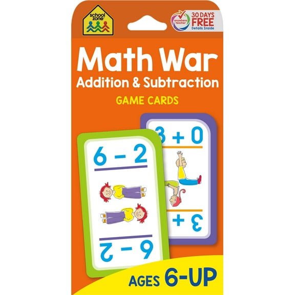 School Zone Math War Addition & Subtraction Game Cards