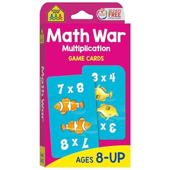 School Zone Math War Multiplication Game Cards