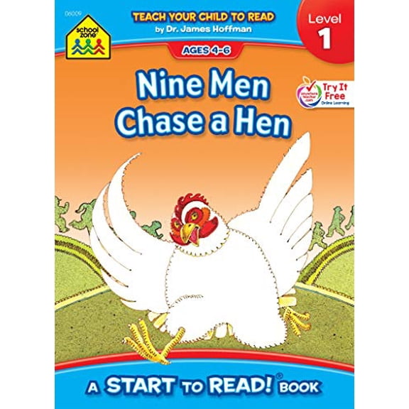 Pre-Owned School Zone - Nine Men Chase a Hen, Start to Read!Â® Book Level 1 - Ages 4 to 6, Rhyming, Early Reading, Vocabulary, Simple Sentence Structure, and More (School Zone Start to Paperback