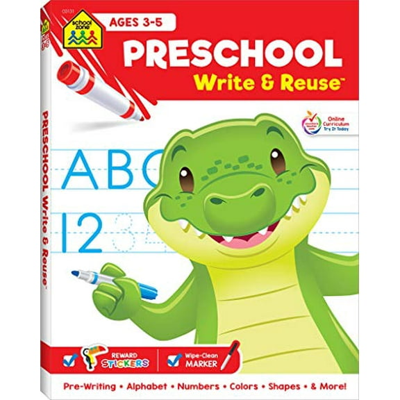 Pre-Owned School Zone Preschool Write & Reuse Workbook, by School Zone (Paperback), English