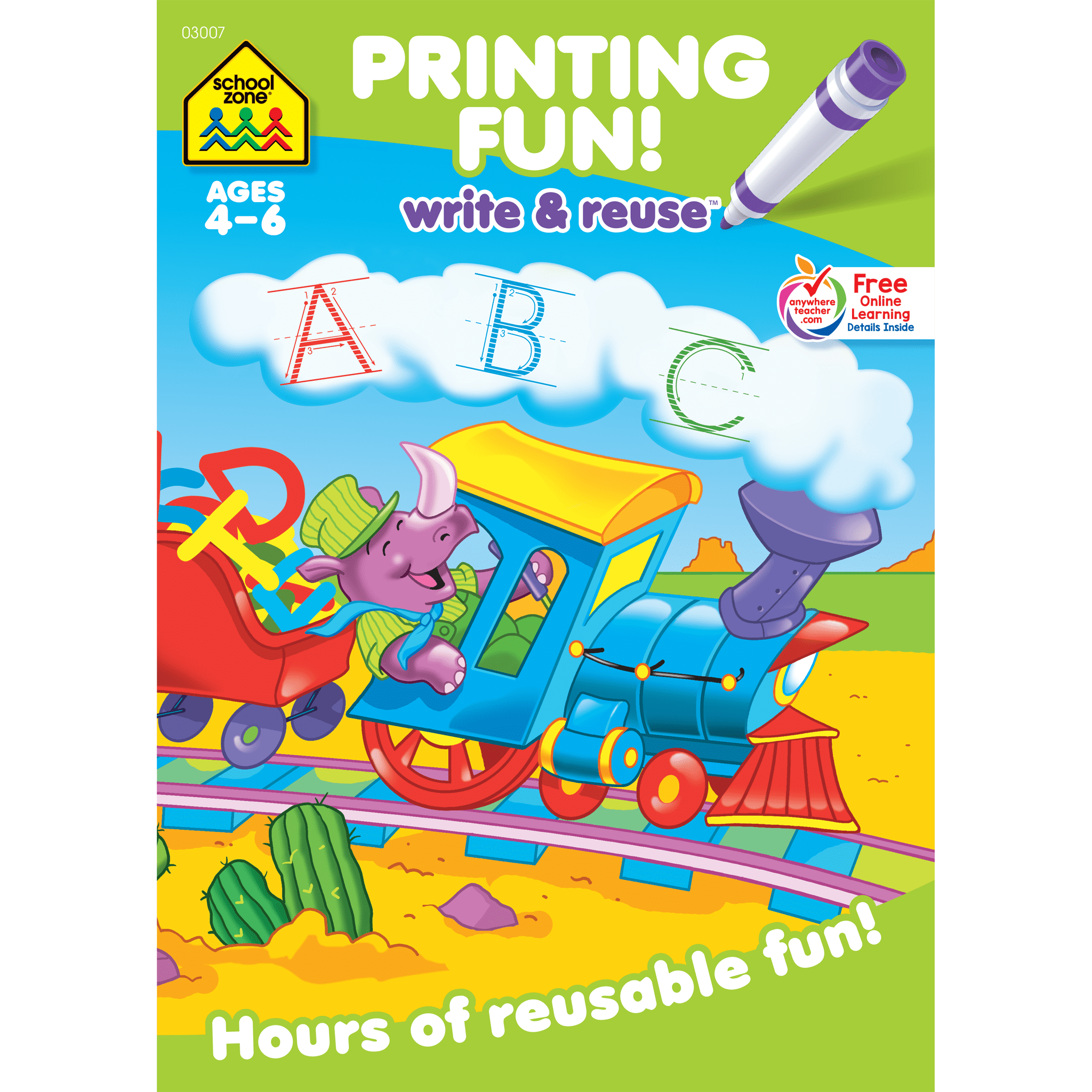 School Zone Printing Fun! Write & Reuse Workbook