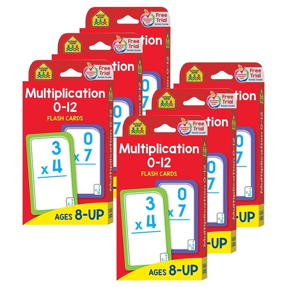 School Zone Publishing Multiplication 0-12 Flash Cards 6 Packs (SZP04008-6)