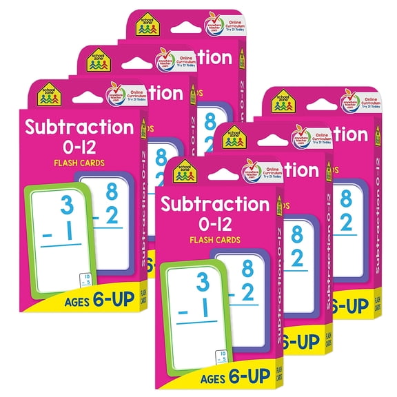 School Zone Publishing Subtraction 0-12 Flash Cards 6 Packs (SZP04007-6)