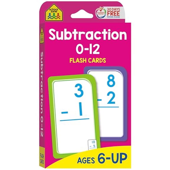 Pre-Owned School Zone - Subtraction 0-12 Flash Cards by School Zone Publishing (Paperback)