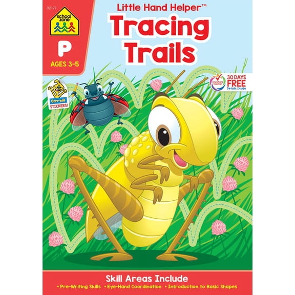 School Zone Tracing Trails Workbook with Stickers