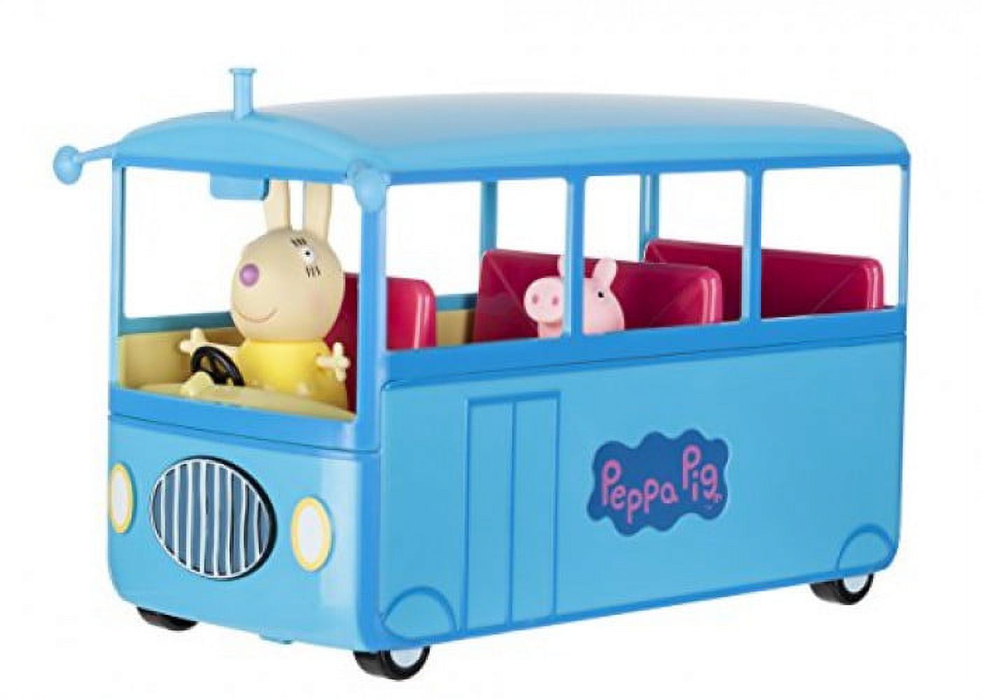 School bus with 5 seats, removable roof and songs. Press the front grill of the bus to activate sound. Includes 2 figures Peppa Pig and Miss Rabbit. - image 1 of 2