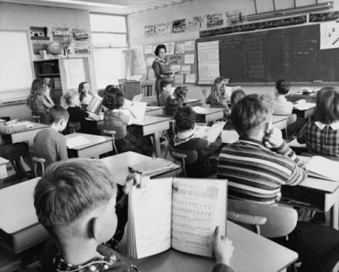 School children in a classroom with a female teacher Canvas Art - (18 x 24)