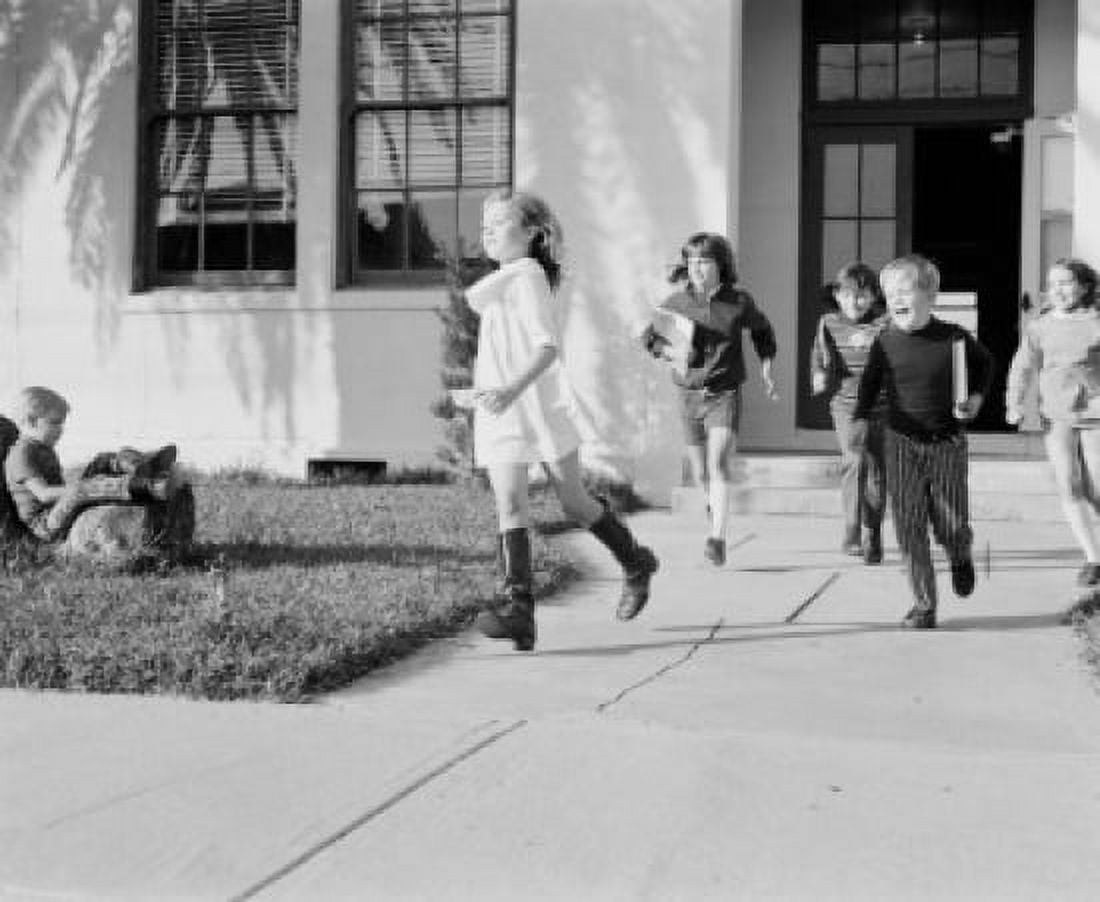 School children running around after school Canvas Art - (18 x 24)