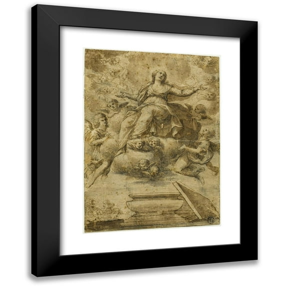 School of Carlo Maratti 11x14 Black Modern Framed Museum Art Print Titled - Assumption of the Virgin