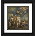 thumbnail image 1 of School of Jacob Jordaens 15x16 Black Ornate Wood Framed Double Matted Museum Art Print Titled - Aeneas Aided by the Gods, 1 of 5