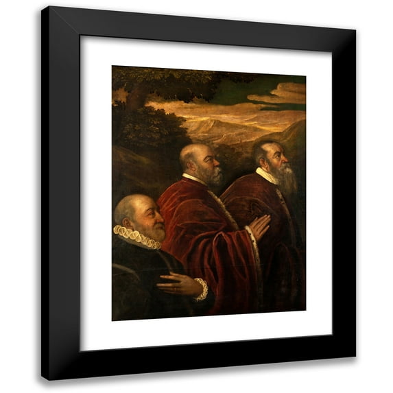 School of Jacopo Tintoretto 14x18 Black Modern Framed Museum Art Print Titled - Three Venetian Counsellors