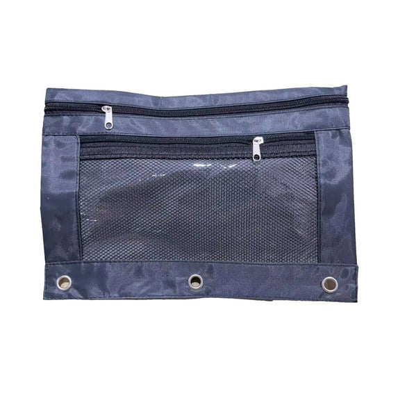 School opening Fabric Pencil Pouch with 3 Binder Holes,Binder Pencil Case with Smooth Zipper, Clear Window Pencil Case for Binder,Big Capacity 3 Ring Binder Pencil Bag