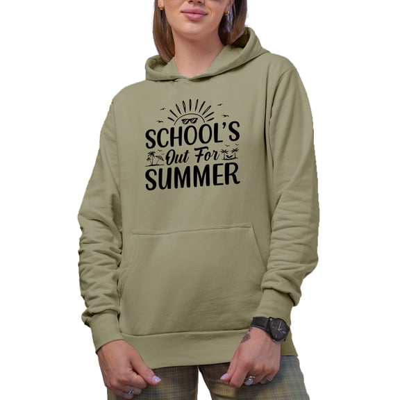 School's Out for Summer, Student or Teacher's Vacation, Sand Hooded Sweatshirt or Hoodie, Small