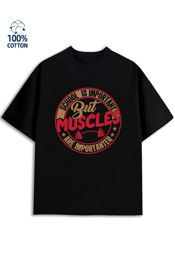 School vs. Muscles men 180G 100% Cotton black Unique Design Unisex Shirt Printed tshirts Basic Unisex Shirt Cotton tshirts Classic Unisex Shirt Printed tshirts Retro Unisex Shirt Graphic tshirts