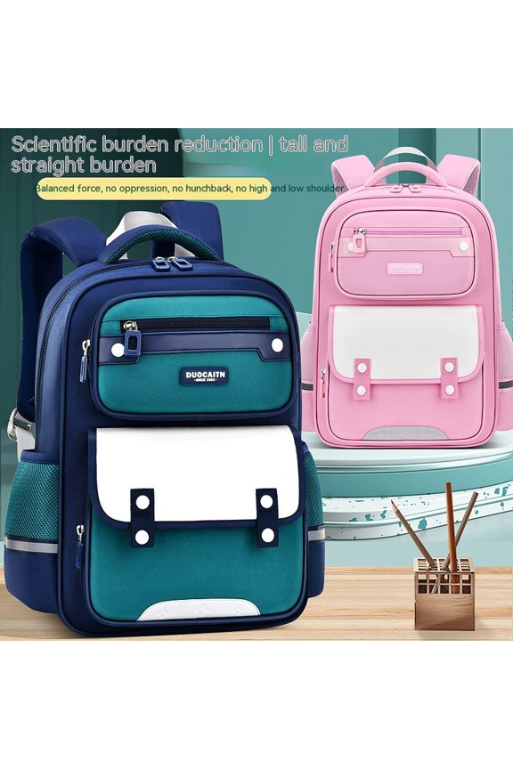 Schoolbag British Style Large Capacity Portable Burden Alleviation,Small Pink