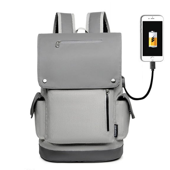 Schoolbag USB Charging Business Computer Backpack,Grey