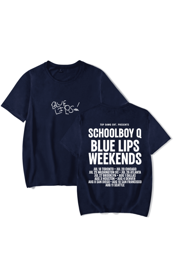 Schoolboy Q Blue Lips Weekends Merch Short Sleeve T-shirt Unisex Fashion Crew Neck Top