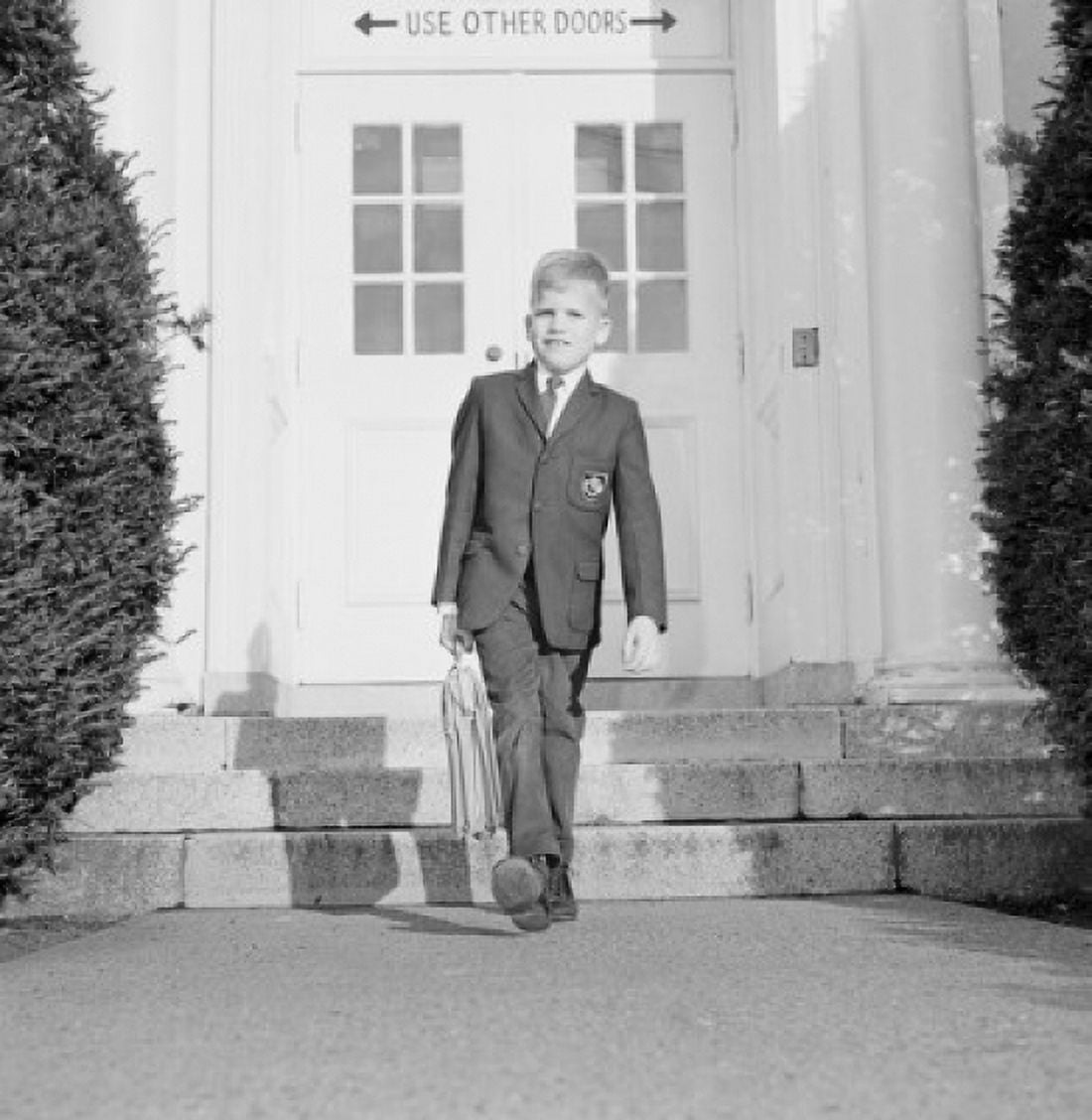 Schoolboy leaving school Canvas Art - (18 x 24)