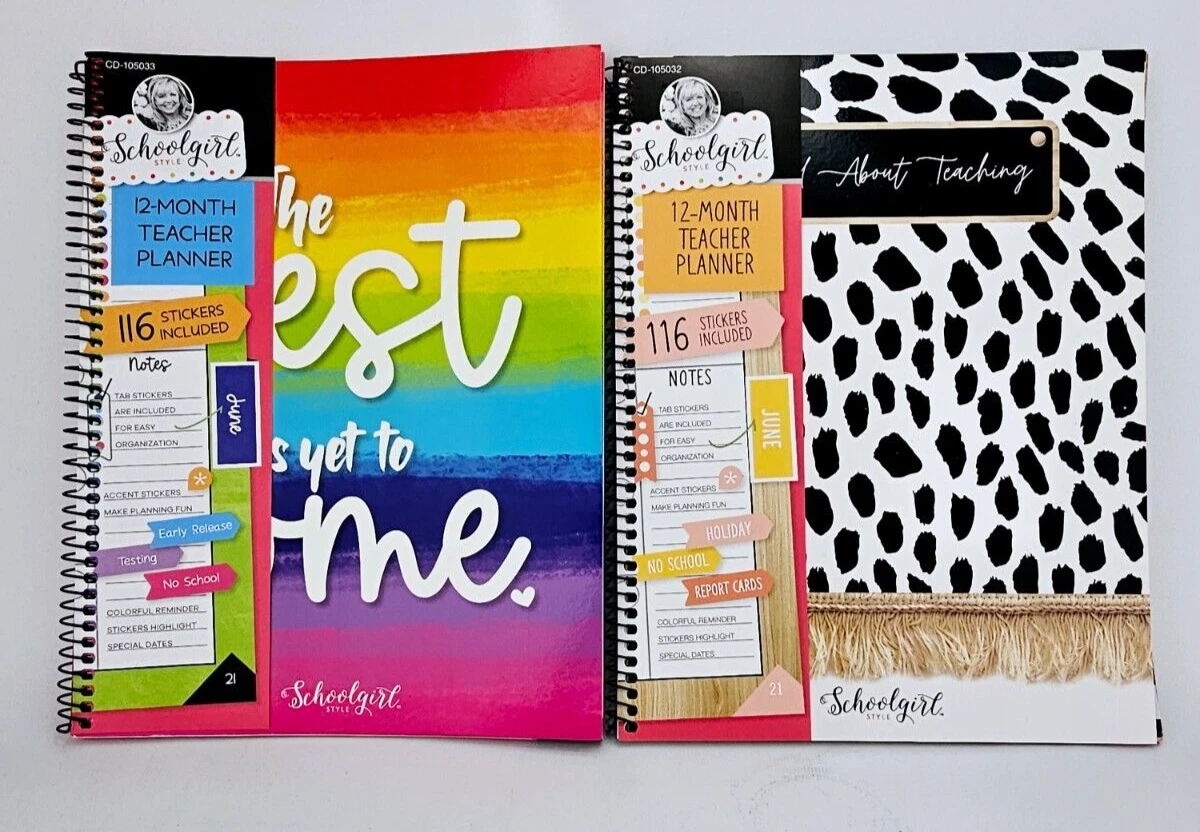Schoolgirl Style 12 Month Teacher Planner Stickers Rainbow Animal Print Lot Of 2