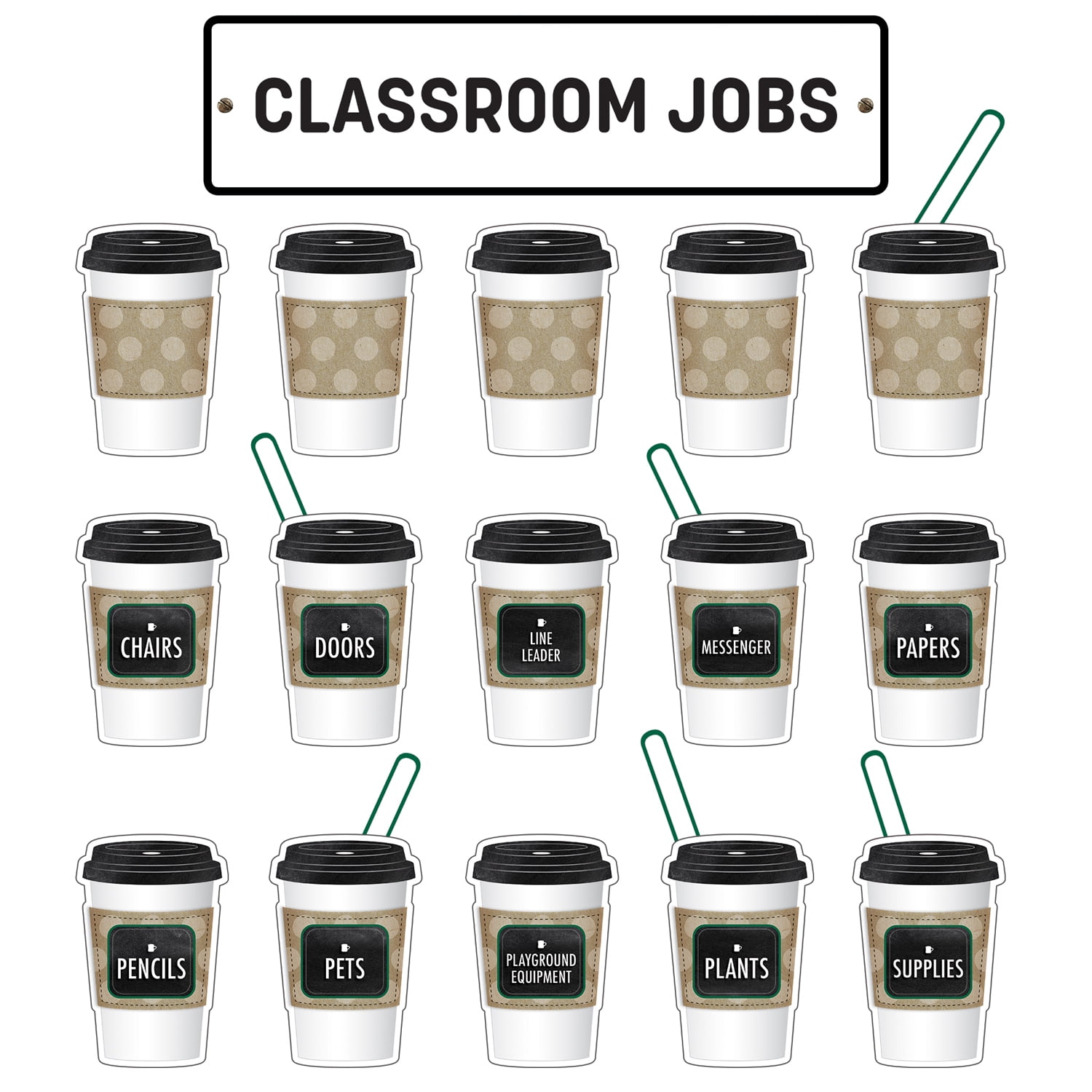 Schoolgirl Style Industrial Cafe Classroom Jobs Mini Bulletin Board Set ...