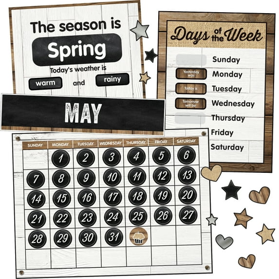 Schoolgirl Style Industrial Chic Calendar Bulletin Board Set