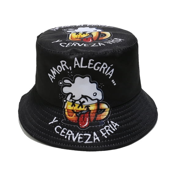 Schoolgirls Casual Sport Sunshade Fisherman Hat Fashion Bucket Hat Beer Print for Travel Fitness Workout