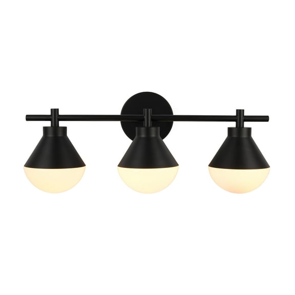 Kenroy Home Schoolhouse 23'' Vanity Light 3-Light Wall Light Fixture Transitional Table Light Fixture for Bathroom, Hallway, or Office, Black