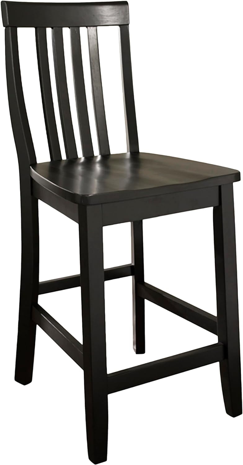 Black 24" Solid Wood School House Counter Stools, Set of 2