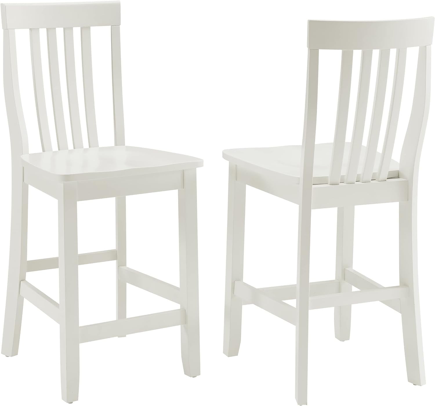 Classic Schoolhouse 24" White Wood Counter Stool Set