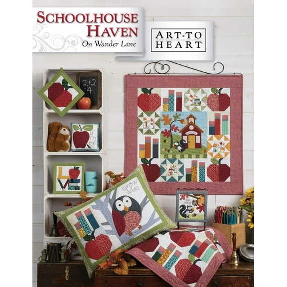 Schoolhouse Haven on Wander Lane Quilt Pattern (September - Block 9) by Nancy Halvorsen of Art to Heart