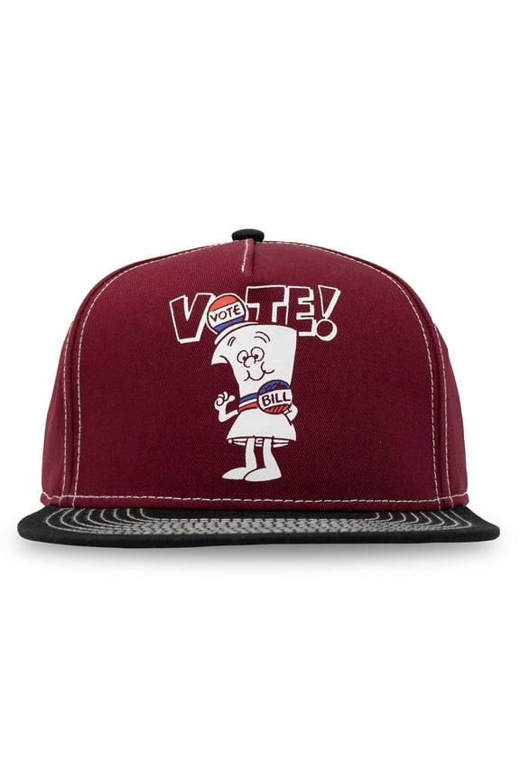 Schoolhouse Rock Adult Flat Bill Hat Vote with Bill Red Structured Adjustable Snapback Officially Licensed One Size