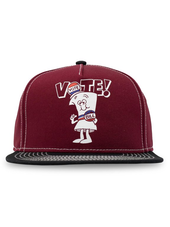 Schoolhouse Rock Vote with Bill 5 Panel Structured Adjustable Adult Unisex Red and Black Adult Unisex Flat Bill Snapback Hat