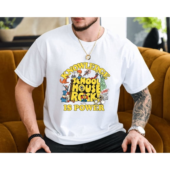 Schoolhouse Rock Knowledge Is Power Retro 70s TV Cartoon Unisex T-Shirt, up to size 3XL.